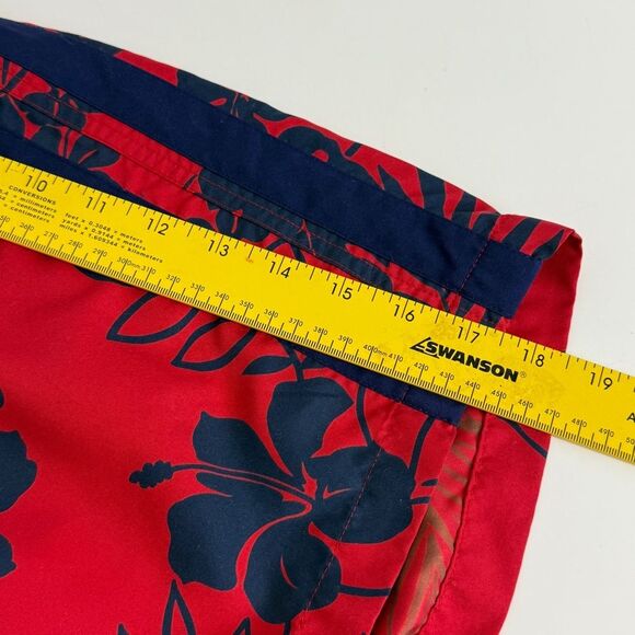 Vintage Polo Ralph Lauren Red Navy Floral Swim Trunks L (33" Waist) - Picture 7 of 9